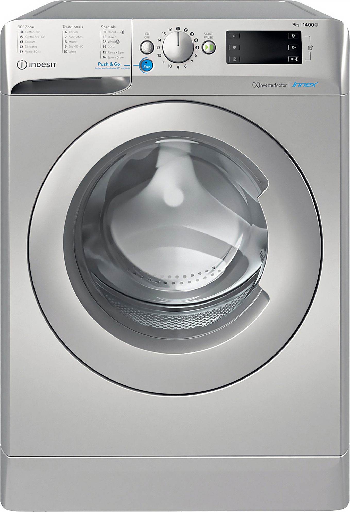Indesit BWE91496XSUKN 9kg Washing Machine with 1400 rpm - Silver - A Rated, Silver